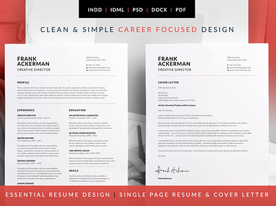 Essential Resume - Frank clean resume creative resume curriculum vitae cv template download free minimal resume modern modern resume professional resume resume template template