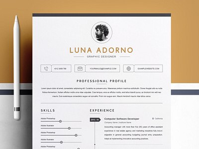 Clean Resume Template / Professional CV Design Template clean resume creative resume curriculum vitae cv template minimal resume modern modern resume professional resume resume template template