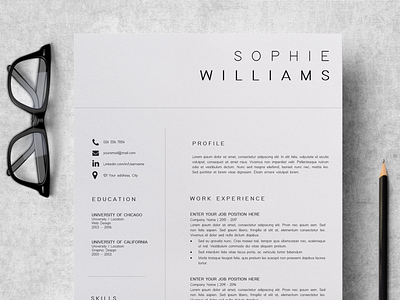 Resume Template | CV Template - Sophie Williams clean resume creative resume curriculum vitae cv template download mockup downtown free modern modern resume professional resume resume cv resume template template