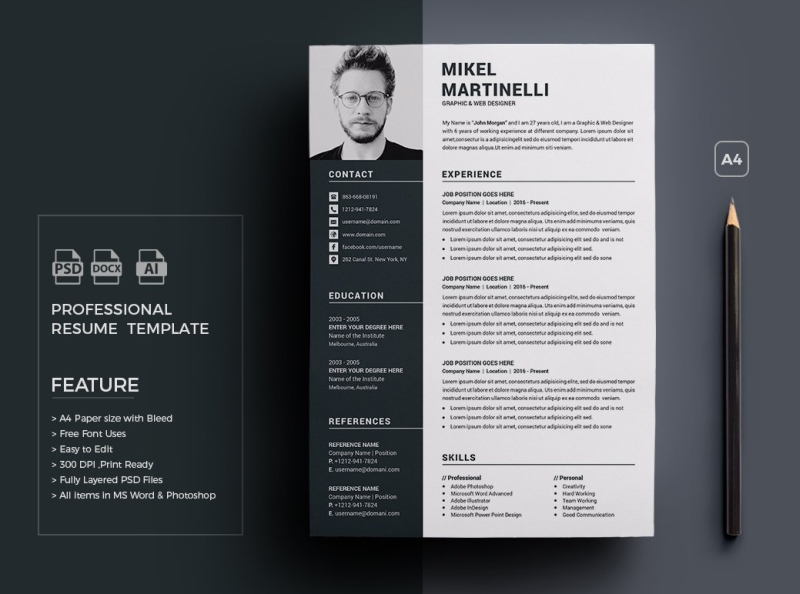 Download Resume Cv Word Template By Resume Templates On Dribbble
