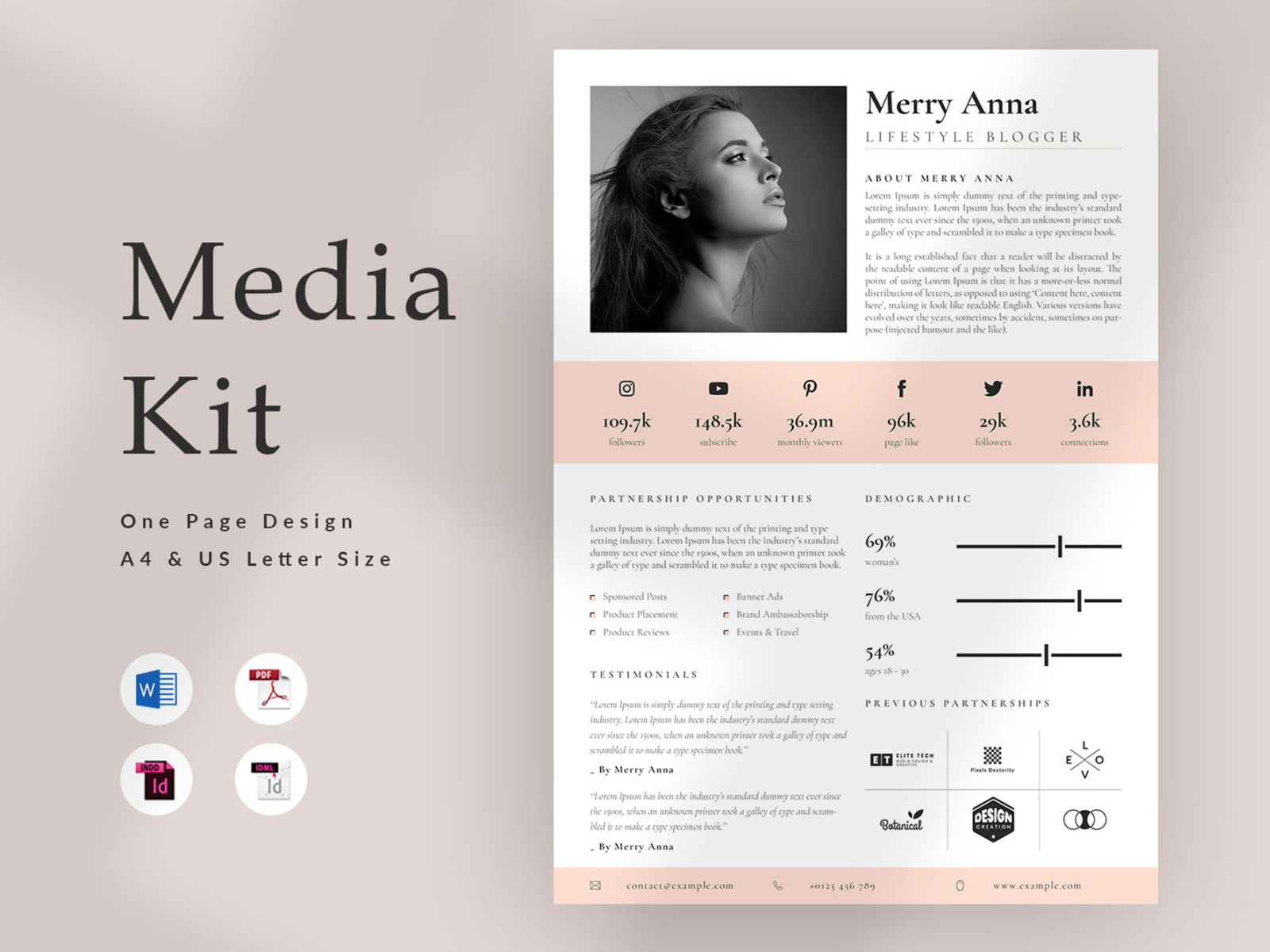 Influencer Media Kit Template Free Download