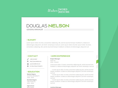 Two Page Resume Template plus Cover Letter build in MS Word