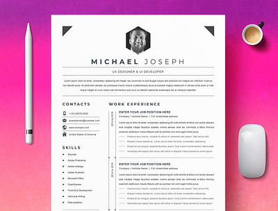 Simple CV-Resume Word Template UI/UX clean resume creative resume curriculum vitae cv template download download mockup free modern modern resume professional resume resume template template