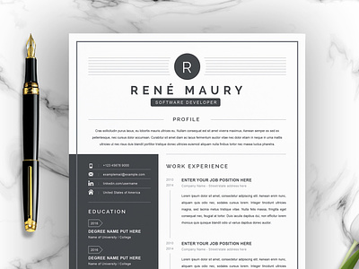 Clean Resume / CV Template with MS Word Cover Letter clean clean resume creative resume curriculum vitae cv cv template download free modern modern resume professional resume resume cv resume template template