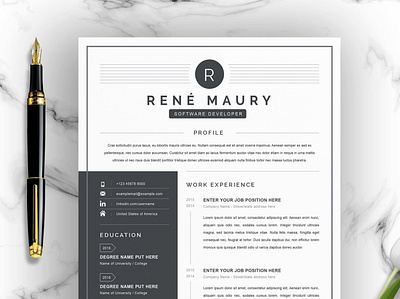 Clean Resume / CV Template with MS Word Cover Letter clean clean resume creative resume curriculum vitae cv cv template download free modern modern resume professional resume resume cv resume template template