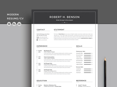 Word Resume/CV clean resume creative resume curriculum vitae cv template download free modern modern resume professional resume resume cv resume template template word