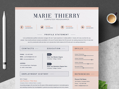 Resume Template | CV Template clean resume creative resume curriculum vitae cv cv template modern modern resume professional resume resume cv resume template template