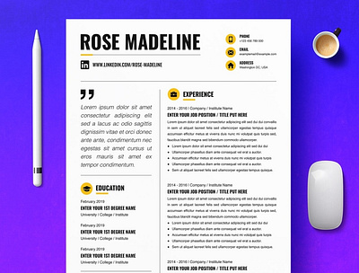 Professional Simple Resume Template clean resume creative resume curriculum vitae cv template download free minimal resume modern modern resume procreate professional professional resume resume resume template template