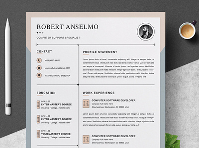 Resume Template / CV Template with Cover Letter clean resume cover creative resume curriculum vitae cv template download free modern modern resume professional resume resume cv resume design resume template template