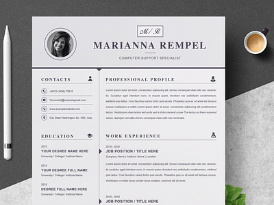 Resume Template / CV Template with Cover Letter clean resume creative resume curriculum vitae cv cv template download free modern modern resume professional resume resume cv resume template template templates