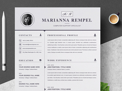 Resume Template / CV Template with Cover Letter clean resume creative resume curriculum vitae cv cv template download free modern modern resume professional resume resume cv resume template template templates