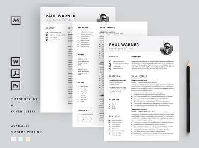 Elegant Resume/CV with Cover Letter clean resume creative resume curriculum vitae cv template elegant font modern modern resume professional resume resume template template