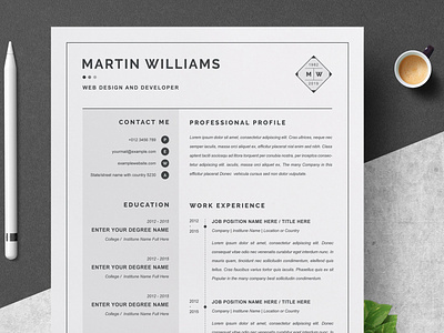 Resume Template / CV Template with Cover Letter clean resume creative resume curriculum vitae cv template download free modern modern resume professional resume resume template template templates