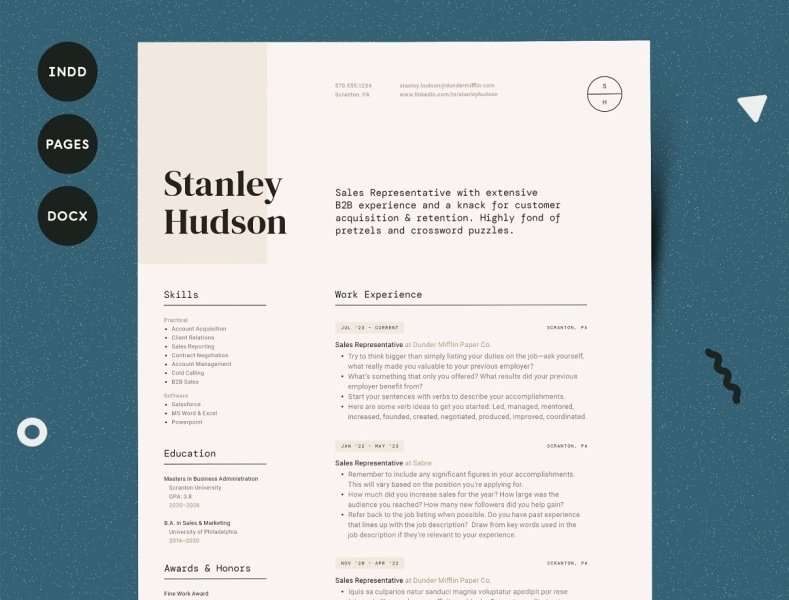 Modern Resume CV Template Design by Resume Templates on