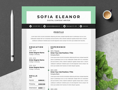 Creative Resume Template Word, CV clean resume creative resume curriculum vitae cv template download free minimal resume modern modern resume professional resume resume cv resume template template