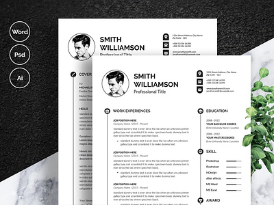 Clean Resume / CV Template with MS Word clean clean resume creative resume curriculum vitae cv template modern modern resume professional resume resume cv resume template template templates word