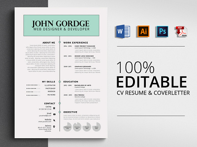 Job CV Resume Word Template clean resume creative resume curriculum vitae cv template download free job modern modern resume professional resume resume cv resume template template templates