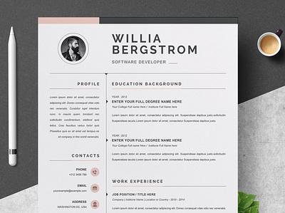 Resume Template 4 Page | CV Template clean resume creative resume curriculum vitae cv template download download mockup free modern modern resume professional resume resume template template