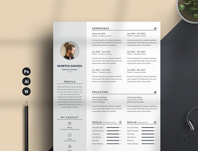 Resume/CV Word clean resume creative resume curriculum vitae cv cv template download free modern modern resume professional resume resume design resume template template