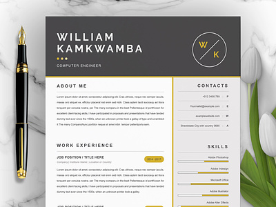 CV Template with MS Word Cover Letter clean resume creative resume curriculum vitae cv template download free modern modern resume professional resume resume template template templates
