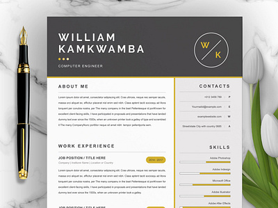 CV Template with MS Word Cover Letter clean resume creative resume curriculum vitae cv template download free modern modern resume professional resume resume template template templates