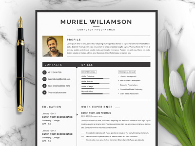 Resume with Photo, 2 Page CV Design clean resume creative resume curriculum vitae cv template download free modern modern resume professional resume resume template template