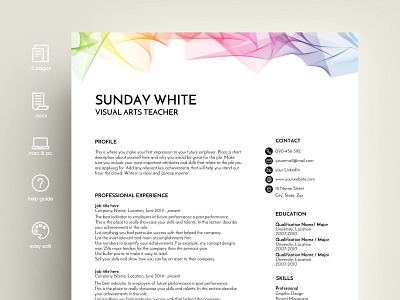 resume template, CV template, CV design, rainbow clean resume creative resume curriculum vitae cv cv template download free modern modern resume professional resume resume cv resume template template