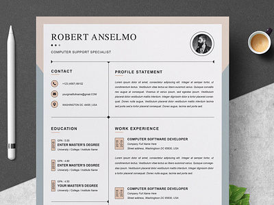 Resume Template / CV Template with Cover Letter clean resume creative resume curriculum vitae cv cv template download free modern modern resume professional resume resume template template