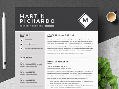 Resume / CV Design Template | MS Word clean resume creative resume curriculum vitae cv template design download download mockup free minimal resume modern modern resume professional resume resume template template templates wordpress