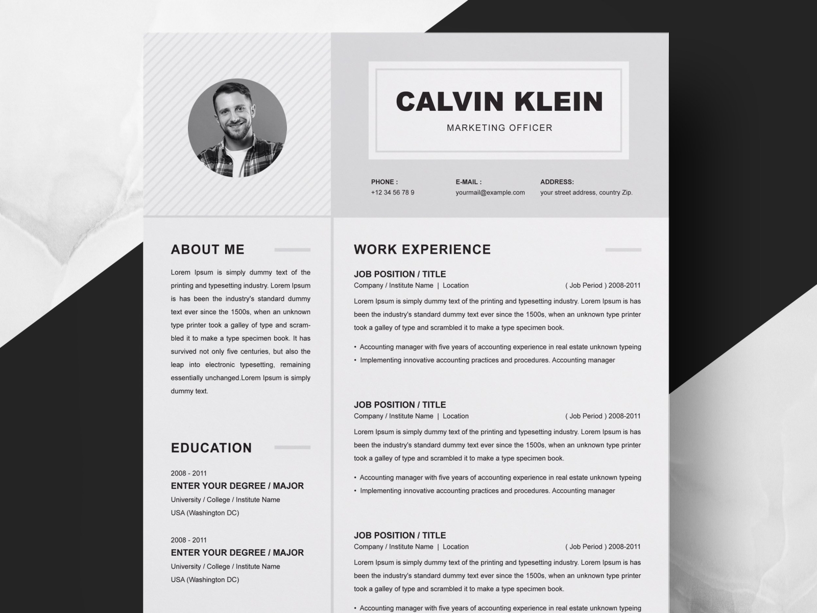 Word cover letter  No 1.2 Black : cover page CV template german creative Application template CV
