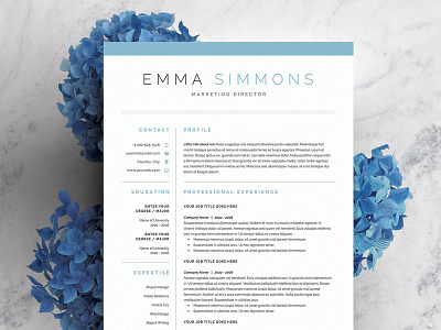 Word Resume & Cover Letter Template a4 cv cv template doc flower letter modern resume resume template word