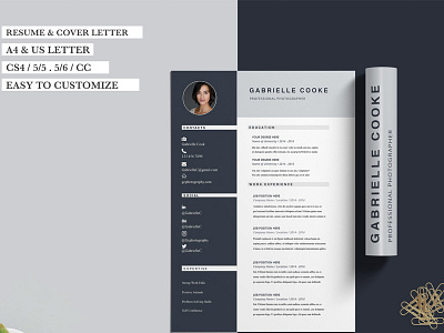 Resume/CV Template | Gabrielle Cooke creative resume curriculum vitae cv cv template minimal minimal resume modern modern resume professional resume resume template