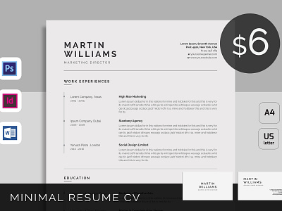 Resume/CV a4 clean resume creative resume curriculum vitae cv cv template doc minimal minimal resume modern modern resume professional professional resume resume resume template template