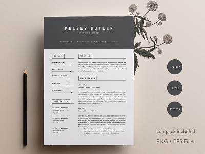 3 Page Resume Template | INDD + DOCX a4 clean resume creative resume curriculum vitae cv cv template doc minimal resume modern cv modern resume resume resume template word template