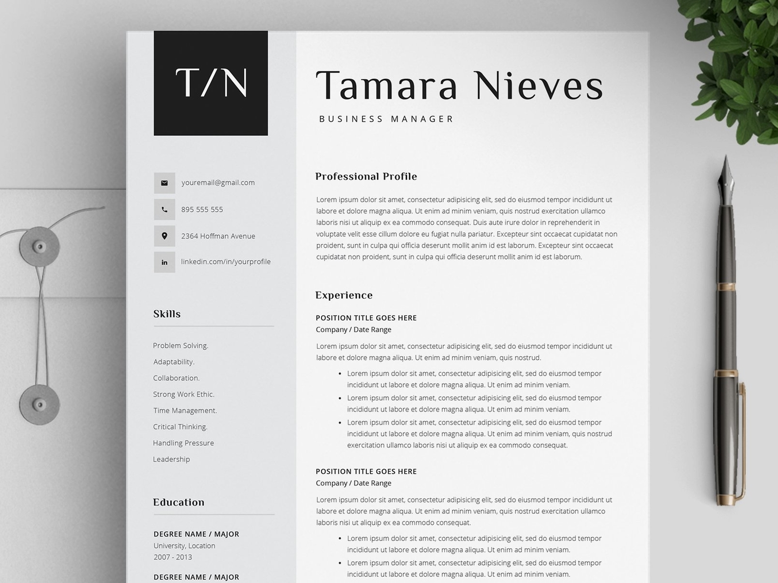 templates for pages resume