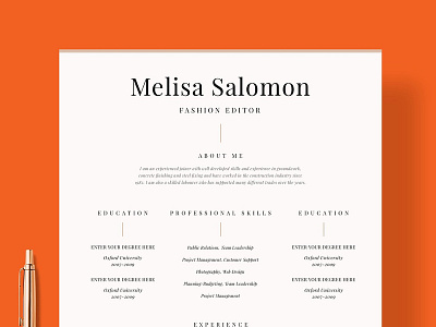 Resume Template 1 page | "Venice" a4 clean resume creative resume curriculum vitae cv cv template doc minimal resume modern modern resume professional professional resume resume resume template template