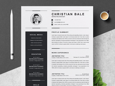 Resume a4 clean resume creative resume curriculum vitae cv cv template minimal resume modern modern resume professional resume resume template template