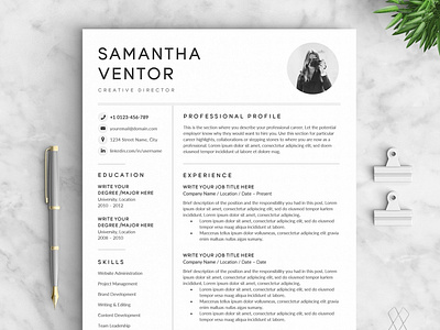 Resume/CV - The Ventor a4 clean resume creative resume curriculum vitae cv cv template design doc minimal minimal resume modern modern cv modern resume professional professional resume resume resume template template us letter word template