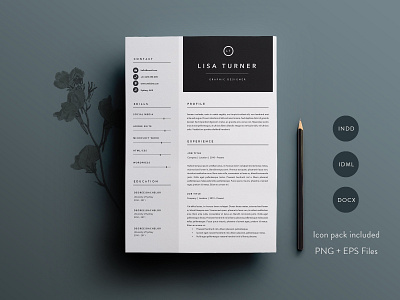 3 Page Resume Template | INDD + DOCX a4 clean resume cover letter creative resume curriculum vitae cv cv template design doc minimal minimal resume modern modern cv modern resume professional professional resume resume resume template template word template