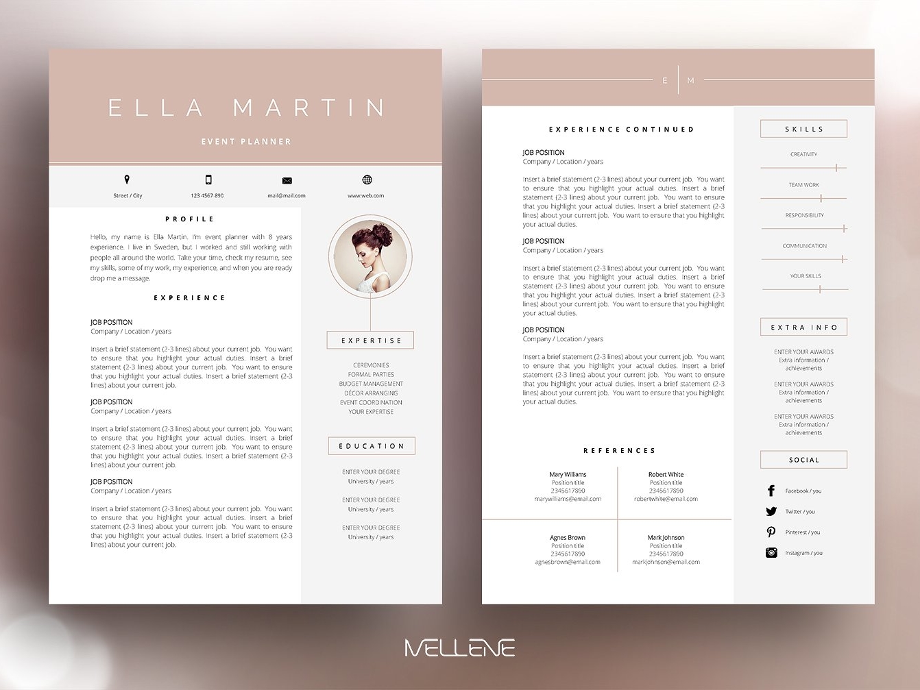 Resume / CV template - Ella by Resume Templates on Dribbble