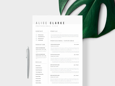 Professional Resume CV Template a4 clean resume creative resume curriculum vitae cv cv template design doc minimal minimal resume modern modern cv modern resume professional professional resume resume resume template template us letter word template