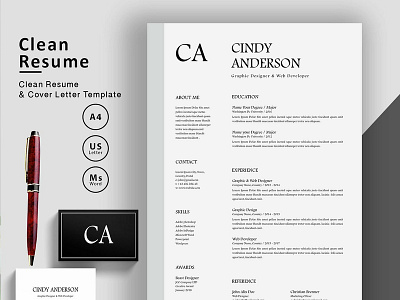 Elegant Resume/CV a4 clean resume creative resume curriculum vitae cv cv template design doc elegant minimal minimal resume modern modern cv modern resume professional professional resume resume resume template template word template