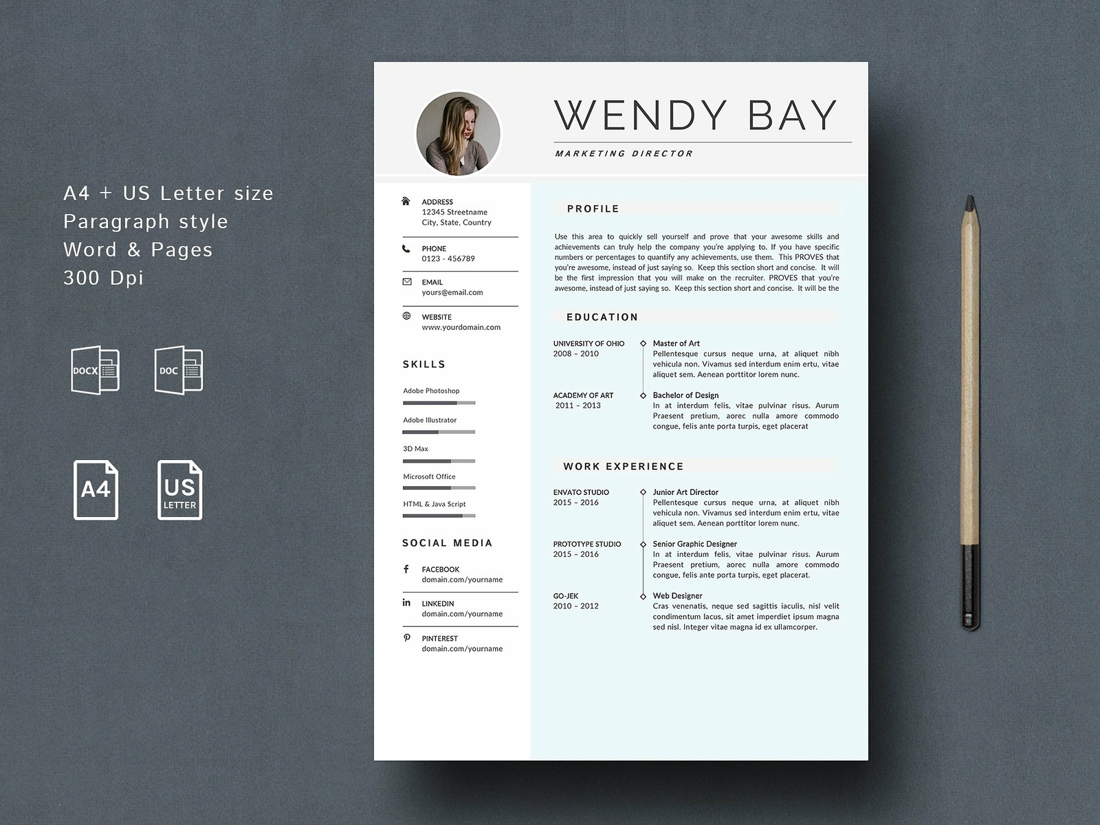 cv templates for pages