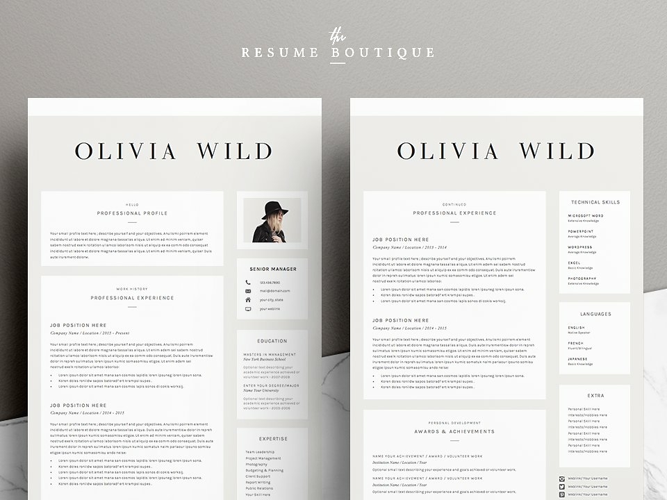5 page Resume Template | Ultra Chic by Resume Templates on Dribbble