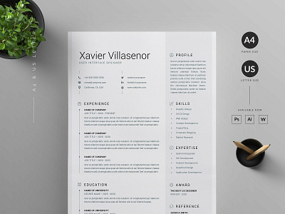 Resume/CV a4 clean resume creative resume curriculum vitae cv cv template design doc minimal minimal resume modern modern cv modern resume professional professional resume resume resume template template us letter word template