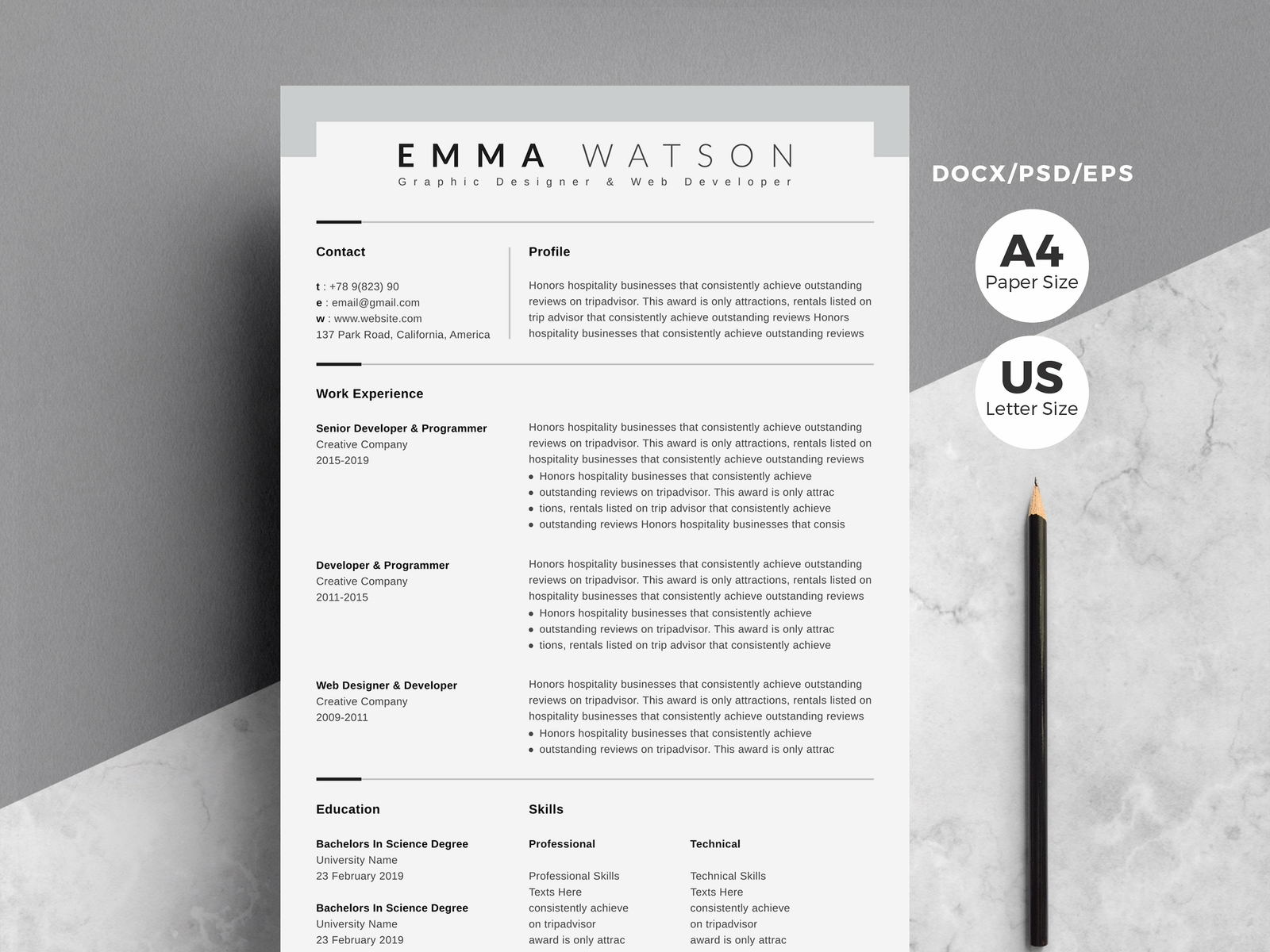 2 page resume template free download word
