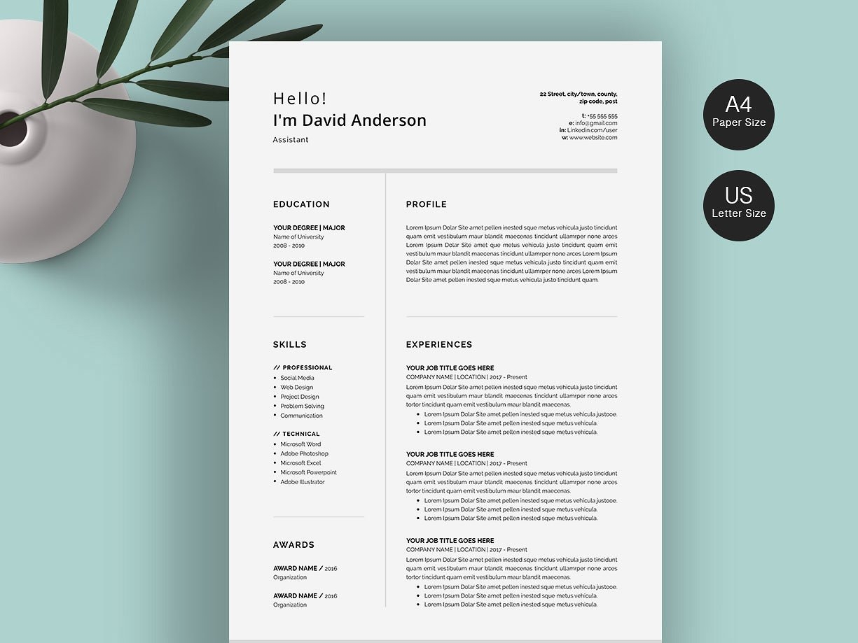 Dribbble Templates Professional Resume/CV Resume on by