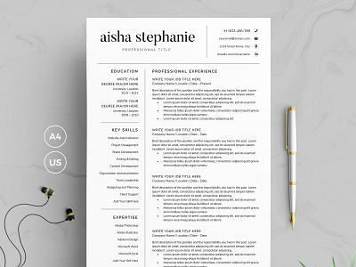 Resume/CV - Aisha a4 clean clean resume creative resume curriculum vitae cv template design doc minimal minimal resume modern modern cv modern resume professional professional resume resume resume template template white word template