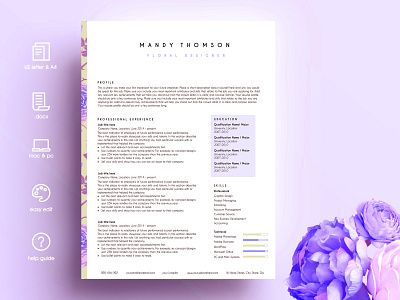 Creative Resume Template Word Floral art clean creative creative resume elegant elegant resume floral floral resume minimal modern modern resume professional resume resume template simple trending trendy word word resume word template