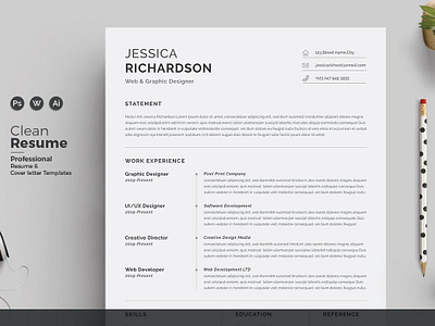 Resume/CV a4 clean resume creative resume curriculum vitae cv cv template design doc minimal minimal resume modern modern cv modern resume professional professional resume resume resume template template us letter word template